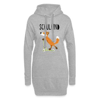 Endlich Schuldkind - Kleiner Fuchs mit Roller - Hoodie-Kleid - Grau meliert - Vorne