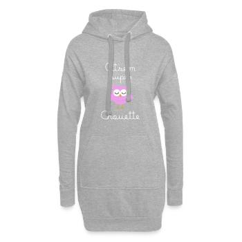 Assem Super Eule (in weiß geschrieben) - Hoodie-Kleid - Grau meliert - Vorne