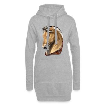 cheval fjord - Sweat-shirt à capuche long Femme - gris chiné - Devant