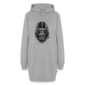 gorille cassé - Sweat-shirt à capuche long Femme - gris chiné - Devant