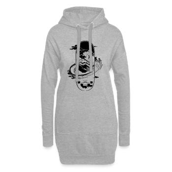 Graphismes de skateboard - Sweat-shirt à capuche long Femme - gris chiné - Devant