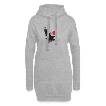Schwarzer Vogel Rote Sonne Silhouette Minimalistische Kunst - Hoodie-Kleid - Grau meliert - Vorne