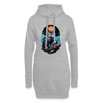 Großer Eule Uhu bei Mondschein - Hoodie-Kleid - Grau meliert - Vorne