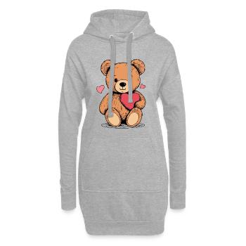 Ours d’amour - Sweat-shirt à capuche long Femme - gris chiné - Devant