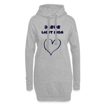 JESUS LIEBT DICH mit Herz - Hoodie-Kleid - Grau meliert - Vorne