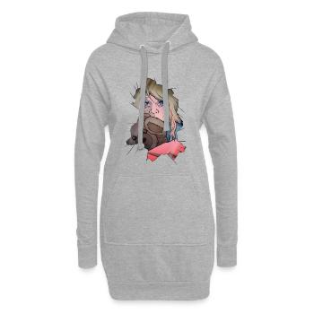 1-10_The_One_Who_Saw_Too_Much - Sweat-shirt à capuche long Femme - gris chiné - Devant