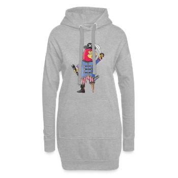 Des plumes en avant du perroquet pirate - Sweat-shirt à capuche long Femme - gris chiné - Devant