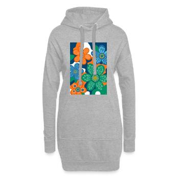 Fleurs vintage - Sweat-shirt à capuche long Femme - gris chiné - Devant