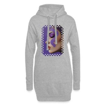 Reflets de Violette – huile sur toile - Sweat-shirt à capuche long Femme - gris chiné - Devant