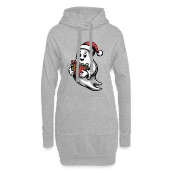Weihnachtsgeist mit Geschenk - Sweat-shirt à capuche long Femme - gris chiné - Devant
