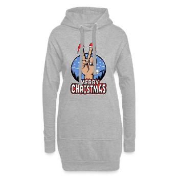 Frohes Weihnachten Peacezeichen Motiv Blau - Hoodie-Kleid - Grau meliert - Vorne