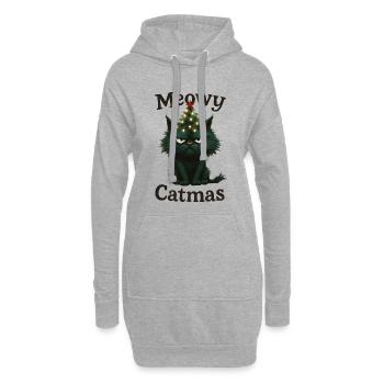Meowy Catmas Grummelige Weihnachtskatze - Hoodie-Kleid - Grau meliert - Vorne