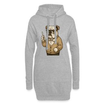 Professeur bouledogue avec dessin animé rétro de classe à la craie - Sweat-shirt à capuche long Femme - gris chiné - Devant