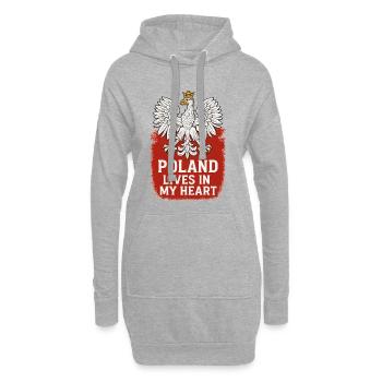 Polen lebt in meinem Herzen Weißer Adler Polska - Hoodie-Kleid - Grau meliert - Vorne