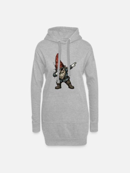 Gartenzwerg Dab – Lustiger Zwerg - Hoodie-Kleid - Grau meliert