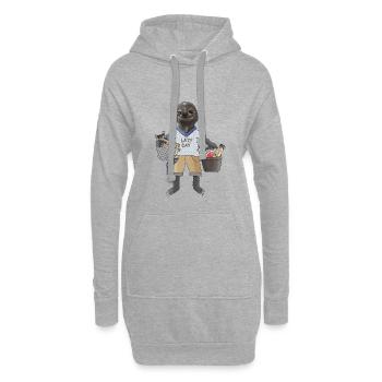 Lazy Vibes Faultier im Chill Modus - Hoodie-Kleid - Grau meliert - Vorne