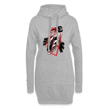 The defeated: Shark Monster - Sweat-shirt à capuche long Femme - gris chiné - Devant