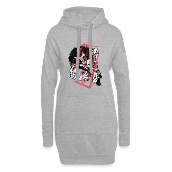 The defeated: Werewolf Monster - Sweat-shirt à capuche long Femme - gris chiné - Devant