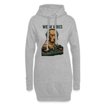 Weimaraner DJ: Retro Musik Design – Weim Vibes - Hoodie-Kleid - Grau meliert - Vorne