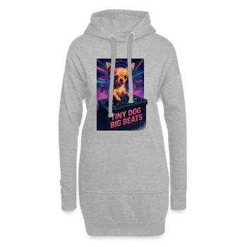 Chihuahua DJ: Tiny Dog Big Beats – Retro Neon - Hoodie-Kleid - Grau meliert - Vorne