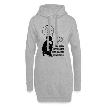 Bouldern wie Schach – Kopf schlägt Kraft - Hoodie-Kleid - Grau meliert - Vorne