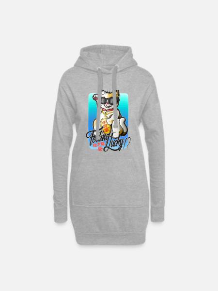 Fühlst du dich glücklich!? - Hoodie-Kleid - Grau meliert