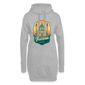 Wien, Österreich Karlskirche Sonnenuntergang Retro Reisekunst - Hoodie-Kleid - Grau meliert - Vorne