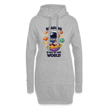 Lesen ist nicht von dieser Welt - Hoodie-Kleid - Grau meliert - Vorne