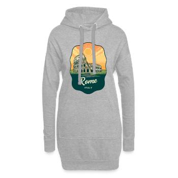 Romer Kolosseum Retro Sonnenuntergangs-Reiseabzeichen - Hoodie-Kleid - Grau meliert - Vorne