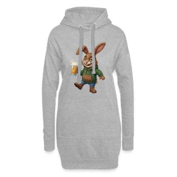 Osterhase Bier Hase Bierglas Party Feiern Ostern - Hoodie-Kleid - Grau meliert - Vorne