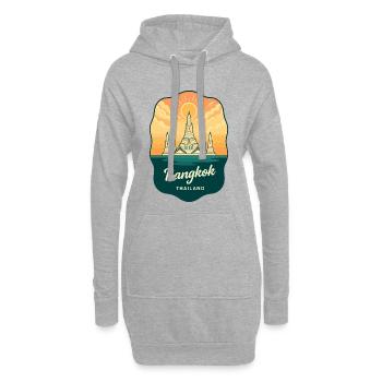 Badge de voyage Bangkok Wat Arun Vintage Sunset - Sweat-shirt à capuche long Femme - gris chiné - Devant