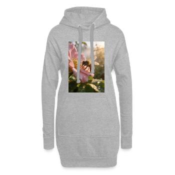 Morgenbiene auf Rosenblüte - Hoodie-Kleid - Grau meliert - Vorne