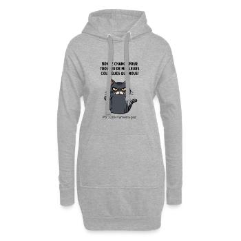 Depart Collegue de Travail Nouvel Emploi Bn chance - Sweat-shirt à capuche long Femme - gris chiné - Devant