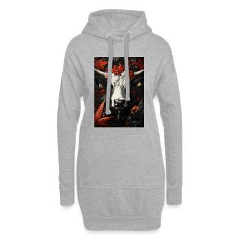 Stierkopf im Herbstlaub - Hoodie-Kleid - Grau meliert - Vorne