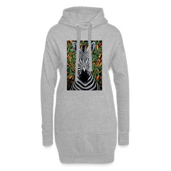 Zebra im Cannabis-Dschungel - Hoodie-Kleid - Grau meliert - Vorne