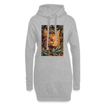 Katzengesicht im Hanfwald - Hoodie-Kleid - Grau meliert - Vorne