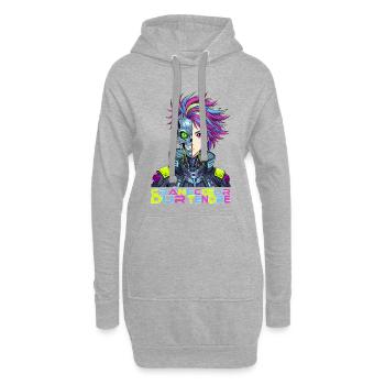 Cyber Girl Crâne dur Coeur tendre - Sweat-shirt à capuche long Femme - gris chiné - Devant