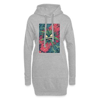 Chaos de feuilles de chanvre en colère - Sweat-shirt à capuche long Femme - gris chiné - Devant