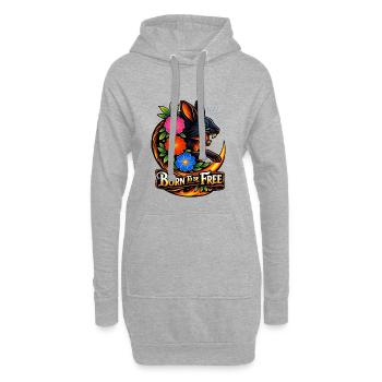 Hase so frei wie Wind und Blumen - Hoodie-Kleid - Grau meliert - Vorne