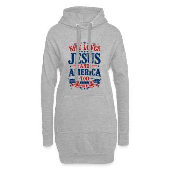 Elle aime Jésus et l’Amérique - Sweat-shirt à capuche long Femme - gris chiné - Devant