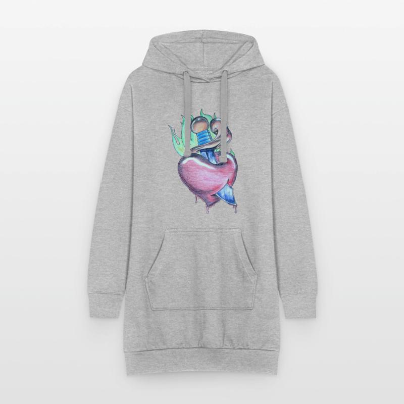 Loderndes Herz Hoodie-Kleid