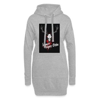 Geweih Schädel mit Rotspritzer - Hoodie-Kleid - Grau meliert - Vorne