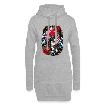 Staffordshire Bull Terrier im Japan Tattoo Stil - Hoodie-Kleid - Grau meliert - Vorne