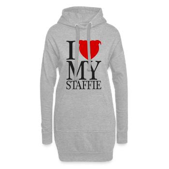 J'aime mon staffie avec tête de coeur - 008b - Sweat-shirt à capuche long Femme - gris chiné - Devant