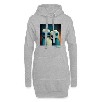 Faules Roboterpaar kuschelt - Hoodie-Kleid - Grau meliert - Vorne