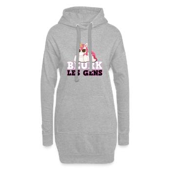 Licorne pour femme beurk les gens Citation humour - Sweat-shirt à capuche long Femme - gris chiné - Devant