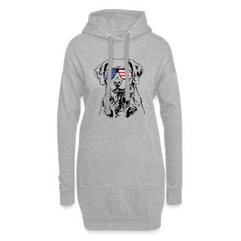 CHESAPEAKE BAY RETRIEVER America Flag Goggles Dog - Sweat-shirt à capuche long Femme - gris chiné - Devant