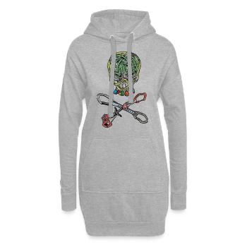 Escalade, pirate, tête de mort - Sweat-shirt à capuche long Femme - gris chiné - Devant