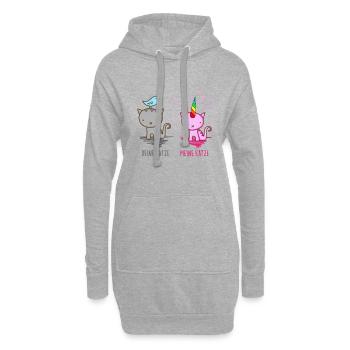 Deine Katze vs. Meine Katze - Hoodie-Kleid - Grau meliert - Vorne
