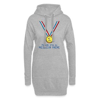 T-shirt Médaille d'or du meilleur frère - Sweat-shirt à capuche long Femme - gris chiné - Devant